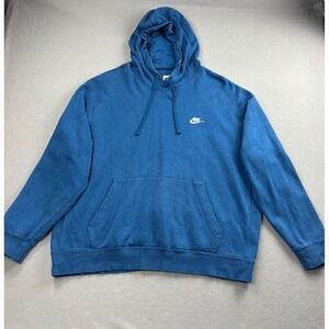 Nike Mens XXL Hoodie Sweatshirt Blue Embroidered Futura Logo Fleece Pullover 2XL